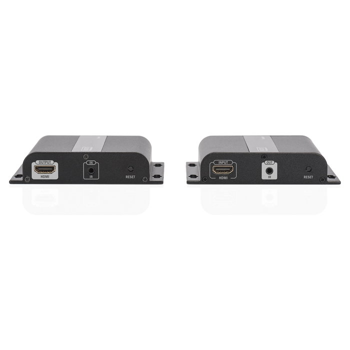 Digitus Extender Set HDMI 4K por IP Cat5/5e/6/7 Negro, Extensor de Señal AV hasta 120m Cableado, Transmisor y Receptor para Alta Definición