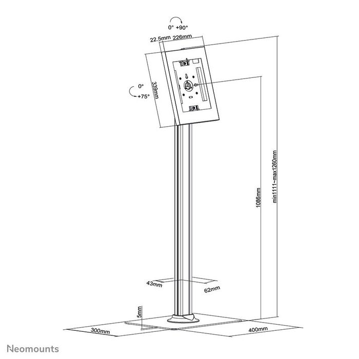 Neomounts Soporte para Tablet con Bloqueo Compatible para Apple iPad Pro, iPad Air y Samsung Galaxy Tab
