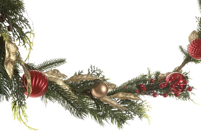 DKD Home Decor Guirnalda Navidad Tradicional Verde Rojo 2 Unidades 7 x 150 x 14 cm