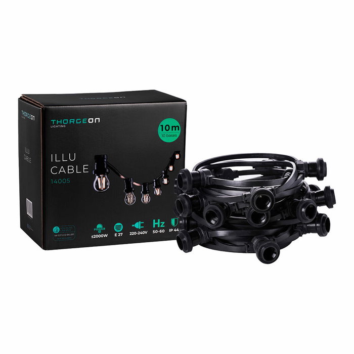 Thorgeon Guirnalda de 10 portalámparas E27 10 m Negro Thorgeon Guirnalda de 10 portalámparas E27 10 m Negro
