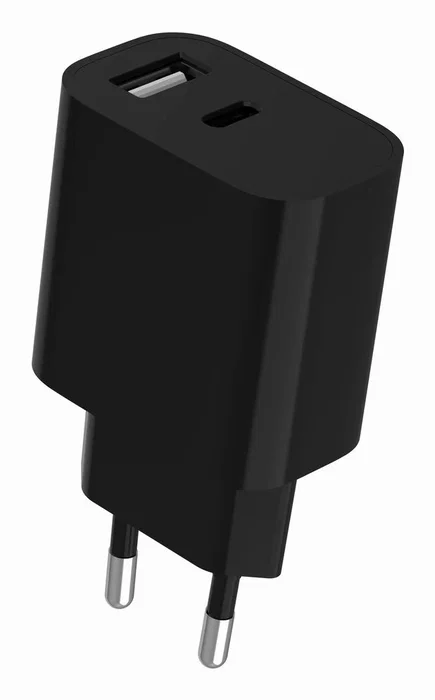 Gembird Cargador USB Universal de 2 Puertos USB-A y USB-C Negro TA-UC-2AC12-01-BK
