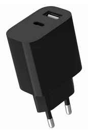Gembird Cargador USB Universal de 2 Puertos USB-A y USB-C Negro TA-UC-2AC12-01-BK
