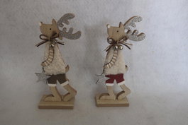 DKD Home Decor Figura Navidad Reno Alpina Blanco Rojo Marrón MDF Poliéster 4 x 20.5 x 8 cm (12 Unidades)