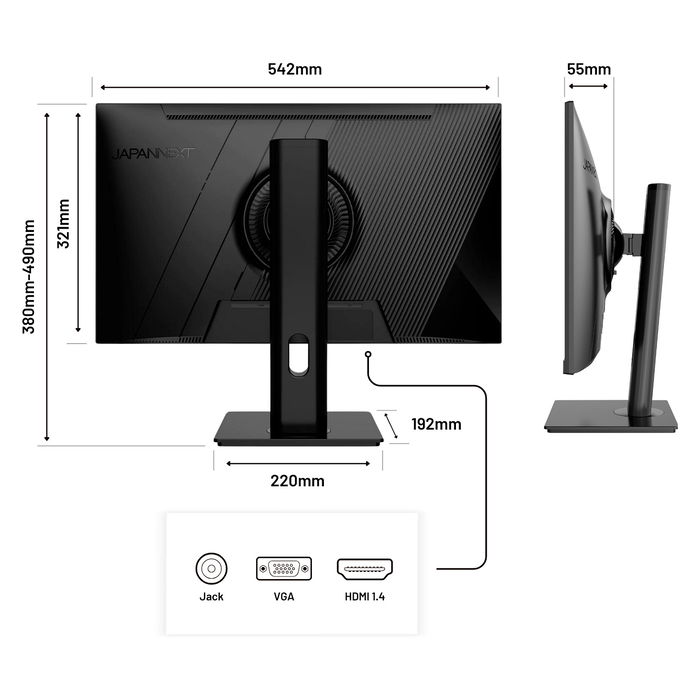 JAPANNEXT JN-IPS2382FHDR-HSP Monitor IPS 24" Full HD (1920x1080) HDR 75Hz AMD FreeSync con Altavoces, VESA y Ajuste de Altura