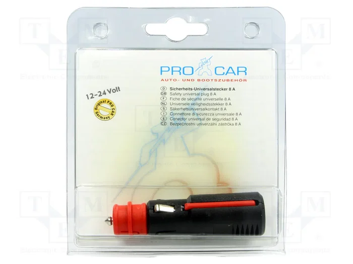 PRO CAR Enchufe de mechero de coche con borna de tornillo 8A negro