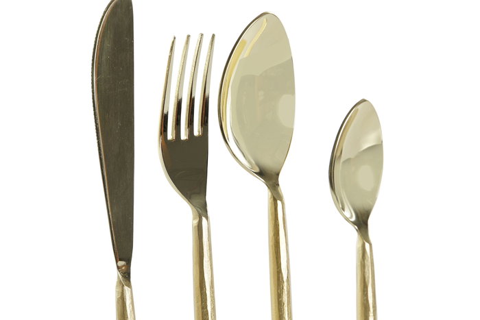 DKD Home Decor Set de Cubertería de 16 Piezas en Inox con Relieve Dorado DKD Home Decor Set de Cubertería de 16 Piezas en Inox con Relieve Dorado