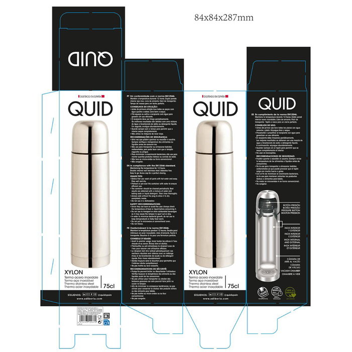 Termo Acero Inoxidable Xylon Quid 0,75 L (12 Unidades) Termo Acero Inoxidable Xylon Quid 0,75 L (12 Unidades)
