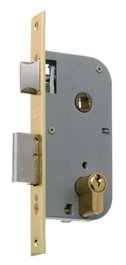 MCM Cerradura de Embutir Madera 1308-2-35 Canto Recto Latón Gorja