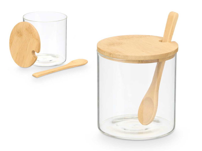 VIVALTO Azucarero de Borosilicato con Tapa de Bambú 500ml VIVALTO Azucarero de Borosilicato con Tapa de Bambú 500ml