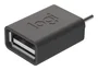 Logitech 956-000005 Adaptador USB-C (Macho) a USB-A (Hembra) - Grafito, USB 2.0, para Receptor Inalámbrico Unifying/Bolt