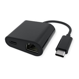 VALUE 12.99.1118 Adaptador USB-C a Ethernet Gigabit con Puerto PD de 100W, USB 3.2 Gen 2, Negro, para PC y Laptop