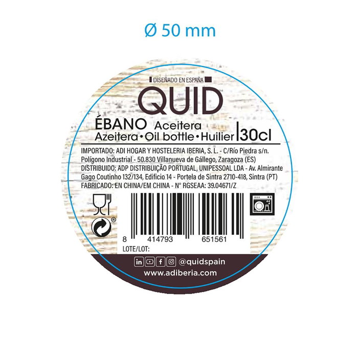 Aceitera Vidrio Ebano Quid 0,3 L (12 Unidades)