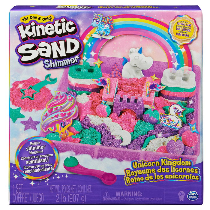 Spin Master Kinetic Sand Reino De Los Unicornios - Caja con 4 Colores de Arena y 8 Accesorios, +3 Años Spin Master Kinetic Sand Reino De Los Unicornios - Caja con 4 Colores de Arena y 8 Accesorios, +3 Años