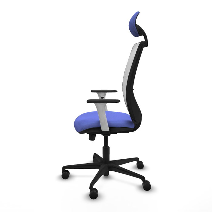 PIQUERAS Y CRESPO Silla de oficina Zulema con mecanismo Sincro/Traslack, Azul claro y Blanco