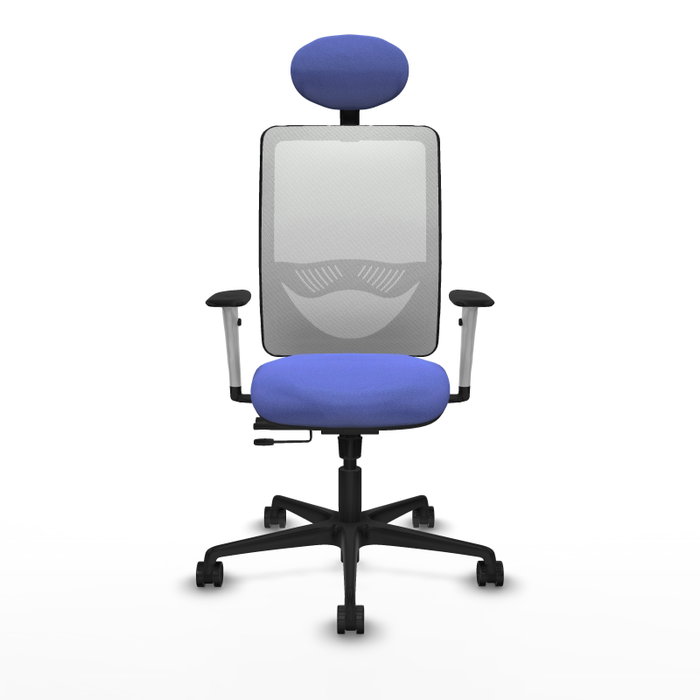 PIQUERAS Y CRESPO Silla de oficina Zulema con mecanismo Sincro/Traslack, Azul claro y Blanco
