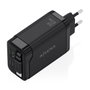 Aisens Cargador GaN 65W con Cable Retráctil USB-C y 3 Puertos, Negro