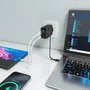 Aisens Cargador GaN 65W con Cable Retráctil USB-C y 3 Puertos