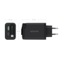 AISENS Cargador GaN 65W, USB-C PD3.0, USB-A QC3.0, Cable Retráctil, Negro
