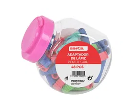 Safta Bote 48 pcs. Adaptador de Lápiz Surtido Español 10x12x10cm Modelos Surtidos