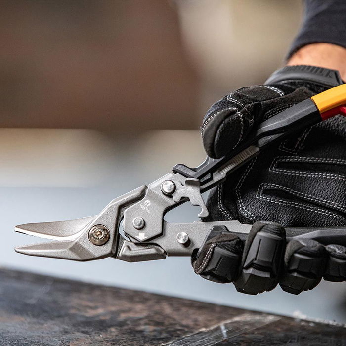 Toughbuilt Tijera Aviación Cortachapa Corte Izquierdo TB-H4-60-L, Acero Inoxidable Calibre 22, Acero Frío Calibre 18