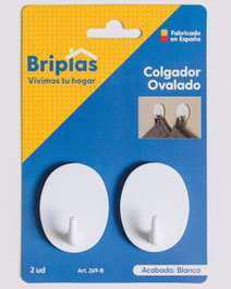 BRIPLAS Colgador Ovalado Adhesivo para Cocina/Baño Blanco
