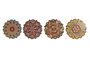 DKD Home Decor Salvamanteles Mandala Multicolor y Dorado, Pack de 4