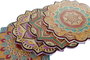 DKD Home Decor Salvamanteles Mandala Multicolor y Dorado, Pack de 4