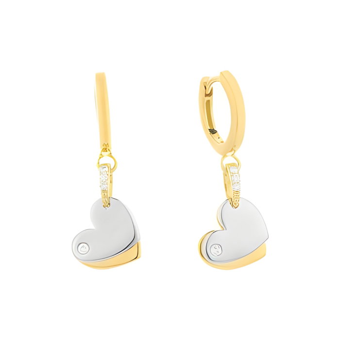 Secrecy Pendientes Heart Smile de Plata de Ley con Baño de Oro de 18K y Diamante Secrecy Pendientes Heart Smile de Plata de Ley con Baño de Oro de 18K y Diamante