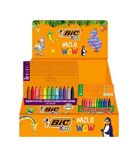 BIC Kids Expositor Surtido de Rotuladores Kid Couleur y Ceras Plastidecor BIC Kids Expositor Surtido de Rotuladores Kid Couleur y Ceras Plastidecor