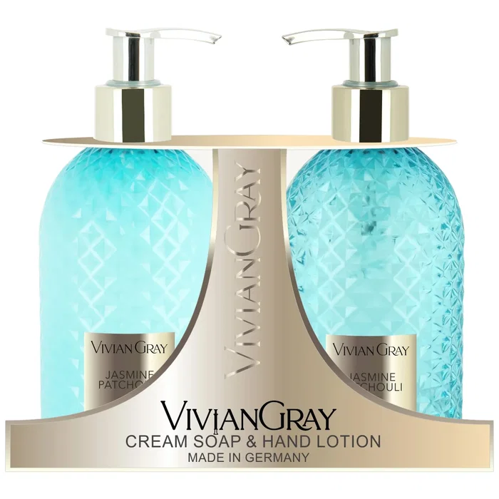 Vivian Gray Set Gemstone, Jasmine & Patchouli con Jabón Líquido y Loción de Manos Vivian Gray Set Gemstone, Jasmine & Patchouli con Jabón Líquido y Loción de Manos