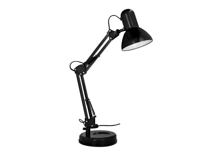 Q-Connect Polaris Lámpara de Escritorio con Brazo Doble y 3 Articulaciones, Estructura Metálica, Color Negro