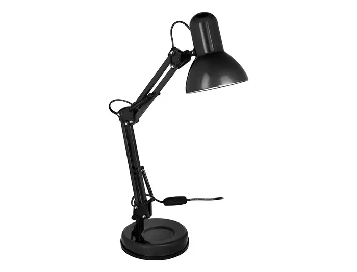 Q-Connect Polaris Lámpara de Escritorio con Brazo Doble y 3 Articulaciones, Estructura Metálica, Color Negro