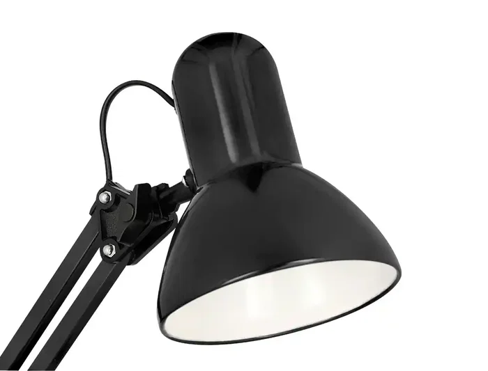 Q-Connect Polaris Lámpara de Escritorio con Brazo Doble y 3 Articulaciones, Estructura Metálica, Color Negro