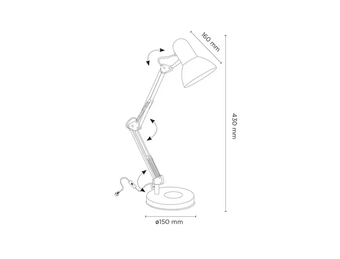 Q-Connect Polaris Lámpara de Escritorio con Brazo Doble y 3 Articulaciones, Estructura Metálica, Color Negro
