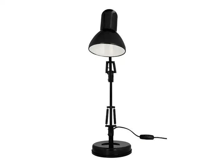 Q-Connect Polaris Lámpara de Escritorio con Brazo Doble y 3 Articulaciones, Estructura Metálica, Color Negro