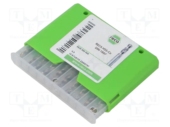RECA Broca para metal de 4,9 mm y 62 mm de longitud en HSS-Co de corta duración