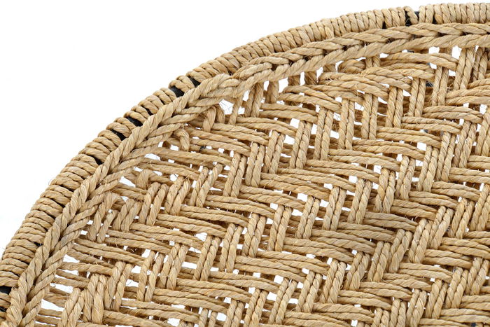 DKD Home Decor Bali 2020 Mesita Auxiliar Marron Negro Metal Cuerda 62 x 40.5 x 62 cm Set de 3