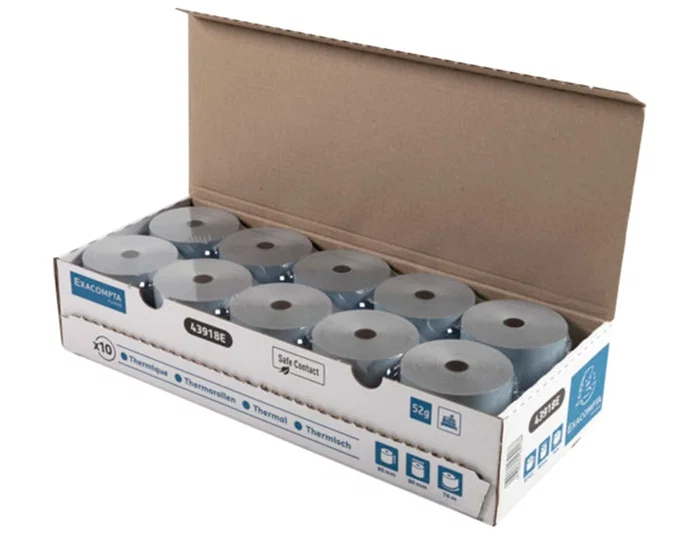 Exacompta Rollo Papel Térmico Safe Contact 80x80 mm 52 g/m² para Caja Registradora, Sin BPA/Fenol, Apto Contacto Alimentos, FSC