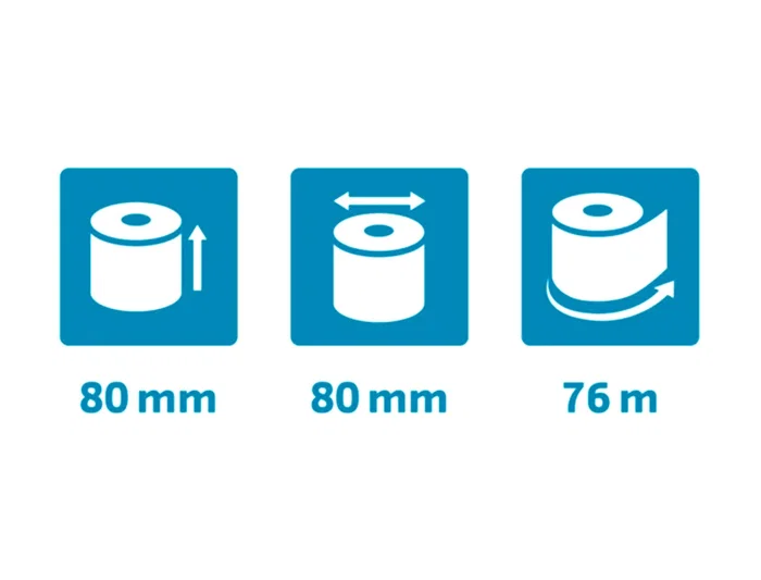 Exacompta Rollo Papel Térmico Safe Contact 80x80 mm 52 g/m² para Caja Registradora, Sin BPA/Fenol, Apto Contacto Alimentos, FSC