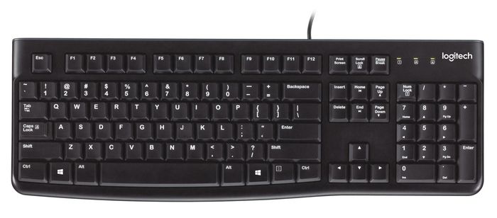 Logitech K120 Teclado USB para Oficina y Negocios, Diseño Resistente y Ergonómico, Teclado con Numpad para Windows, Blanco