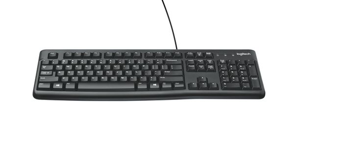 Logitech K120 Teclado USB para Oficina y Negocios, Diseño Resistente y Ergonómico, Teclado con Numpad para Windows, Blanco