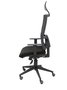 Silla de oficina Horna con mecanismo Sincro tapizada con Tela color Negro. Equipada con lumbar 1D, Brazos 1D, Cabecero Fijo y Ruedas de parqué