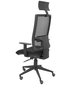 Silla de oficina Horna con mecanismo Sincro tapizada con Tela color Negro. Equipada con lumbar 1D, Brazos 1D, Cabecero Fijo y Ruedas de parqué