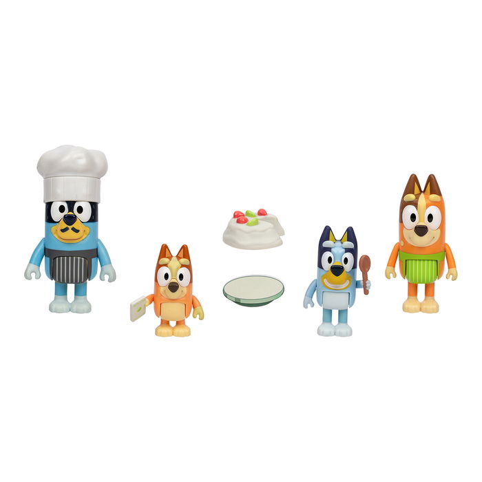 Moose Bluey Pack 4 Figuras Chef 18916 Bluey, Bingo, Bandit y Chilli Muñecos +3 Años