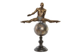 DKD Home Decor Figura de Gimnasta en Resina, Envejecido Dorado
