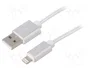 Gembird Cable Lightning 1,8 m Plata Trenzado de Algodón, CCB-MUSB2B-AMLM-6-S