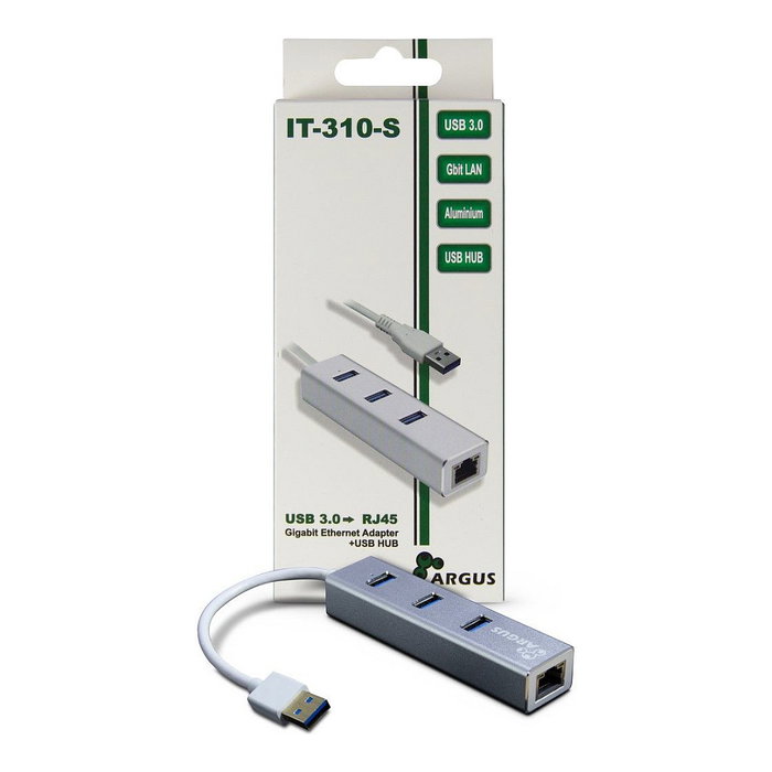 Inter-Tech Argus IT-310-S Hub USB 3.0 3 Puertos con RJ45 Gigabit LAN Plateado Inter-Tech Argus IT-310-S Hub USB 3.0 3 Puertos con RJ45 Gigabit LAN Plateado