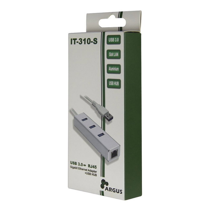 Inter-Tech Argus IT-310-S Hub USB 3.0 3 Puertos con RJ45 Gigabit LAN Plateado Inter-Tech Argus IT-310-S Hub USB 3.0 3 Puertos con RJ45 Gigabit LAN Plateado