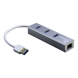 Inter-Tech Argus IT-310-S Hub USB 3.0 3 Puertos con RJ45 Gigabit LAN Plateado