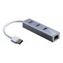 Inter-Tech Argus IT-310-S Hub USB 3.0 3 Puertos con RJ45 Gigabit LAN Plateado